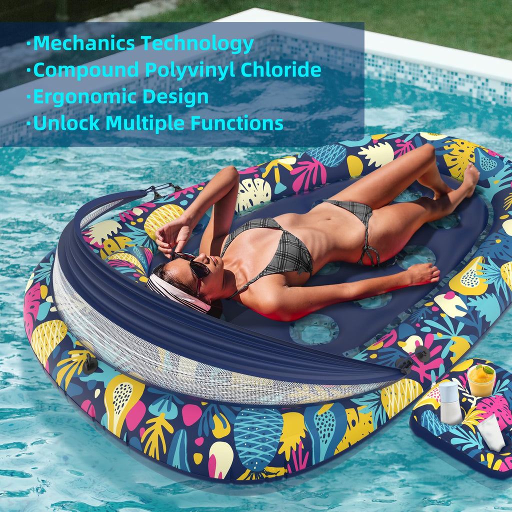 Inflatable Pool Float with Canopy Cup Holder C456