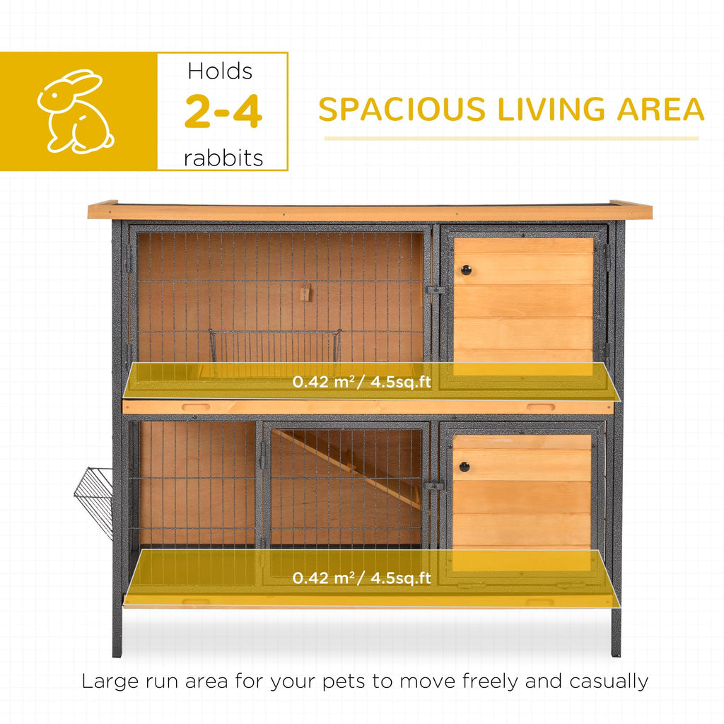 48" 2-Story Rabbit Hutch with Metal Frame C95746