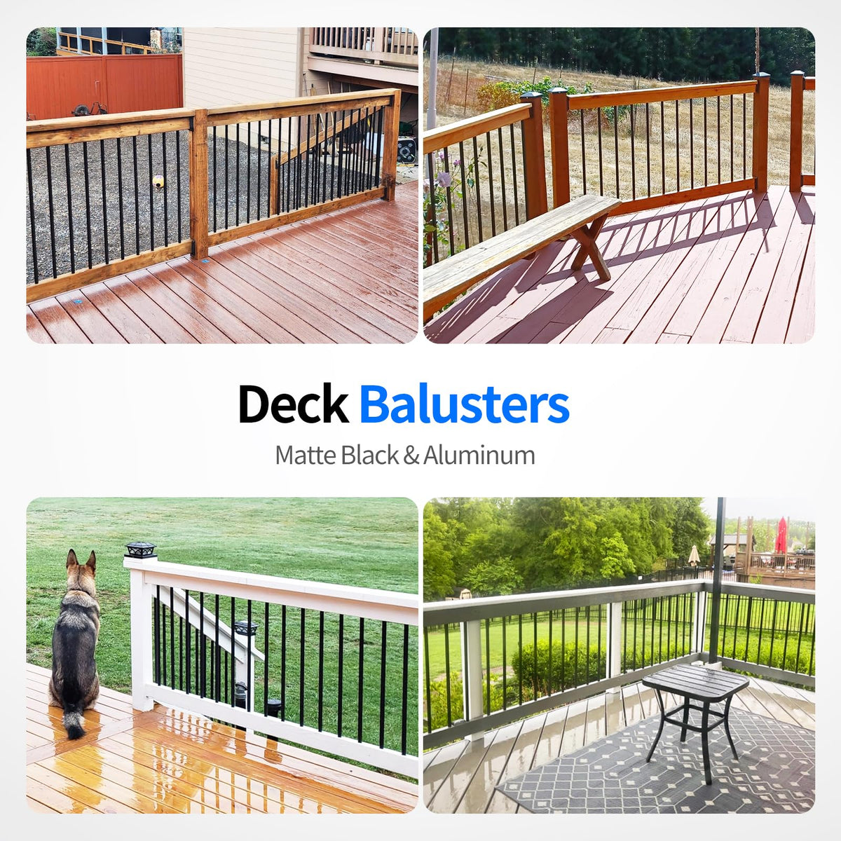101 Pack 26" x 3/4" Black Round Aluminum Balusters P714