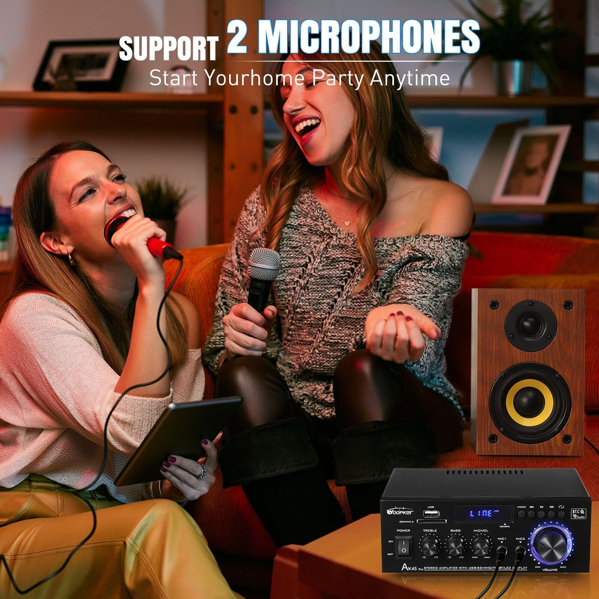 400W 2 Channel Bluetooth 5.0 Stereo Audio Amplifier K598