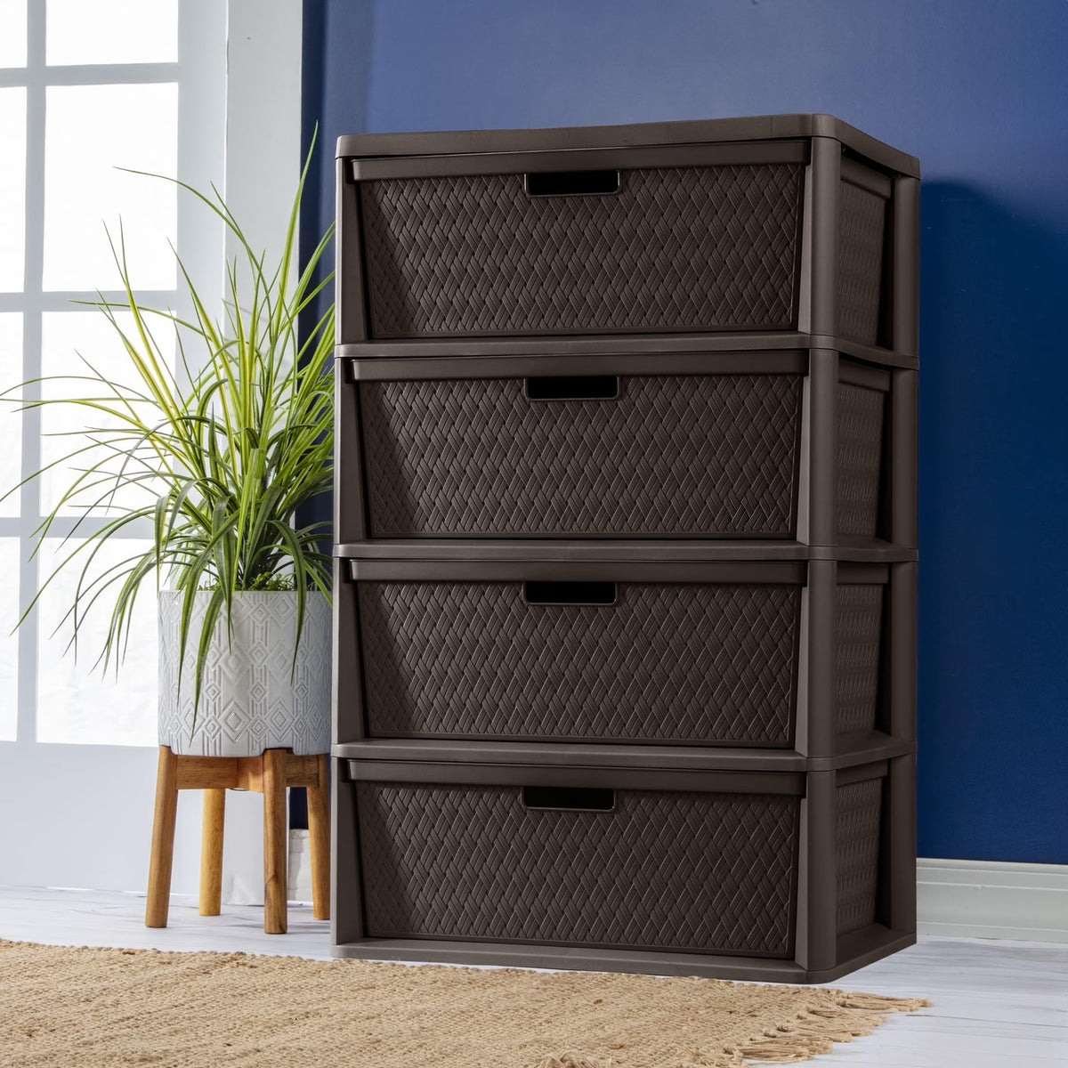 Brown 4 Drawer Plastic Storage Tower R56630