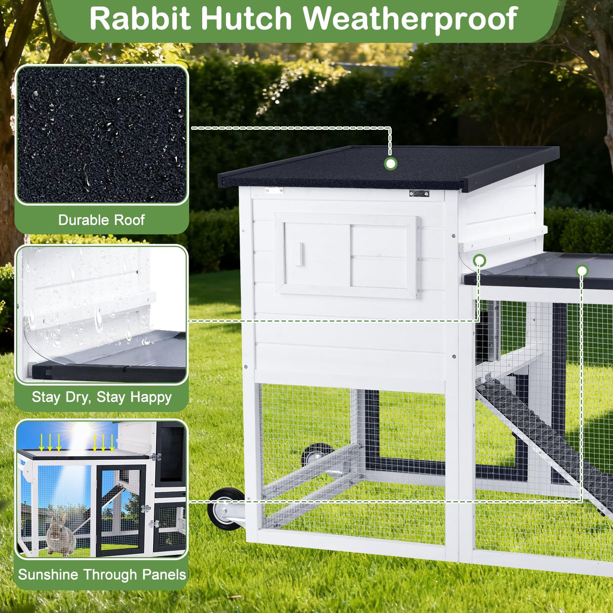 2-Story Rabbit Hutch with Pull-Out Tray & Wheels O663984