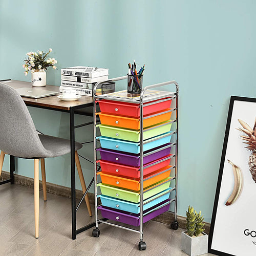 10 Drawer Rolling Storage Cart with Wheels P4618