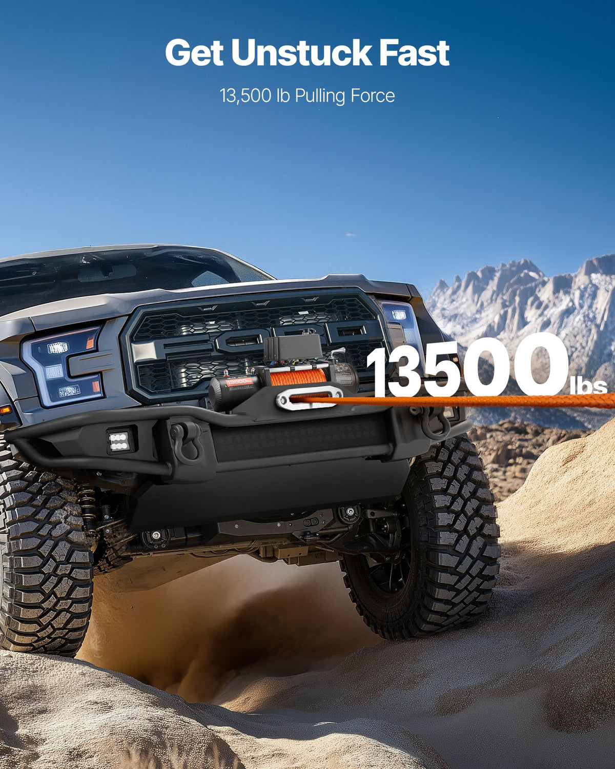 13,500 lb 12V DC Electric Truck Winch with Synthetic Rope Z302