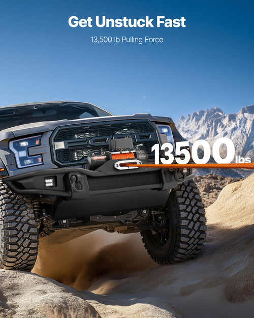 13,500 lb 12V DC Electric Truck Winch with Synthetic Rope Z302