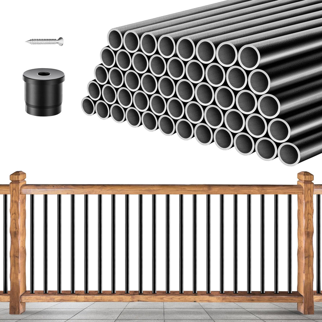 101 Pack 26" x 3/4" Black Round Aluminum Balusters P714