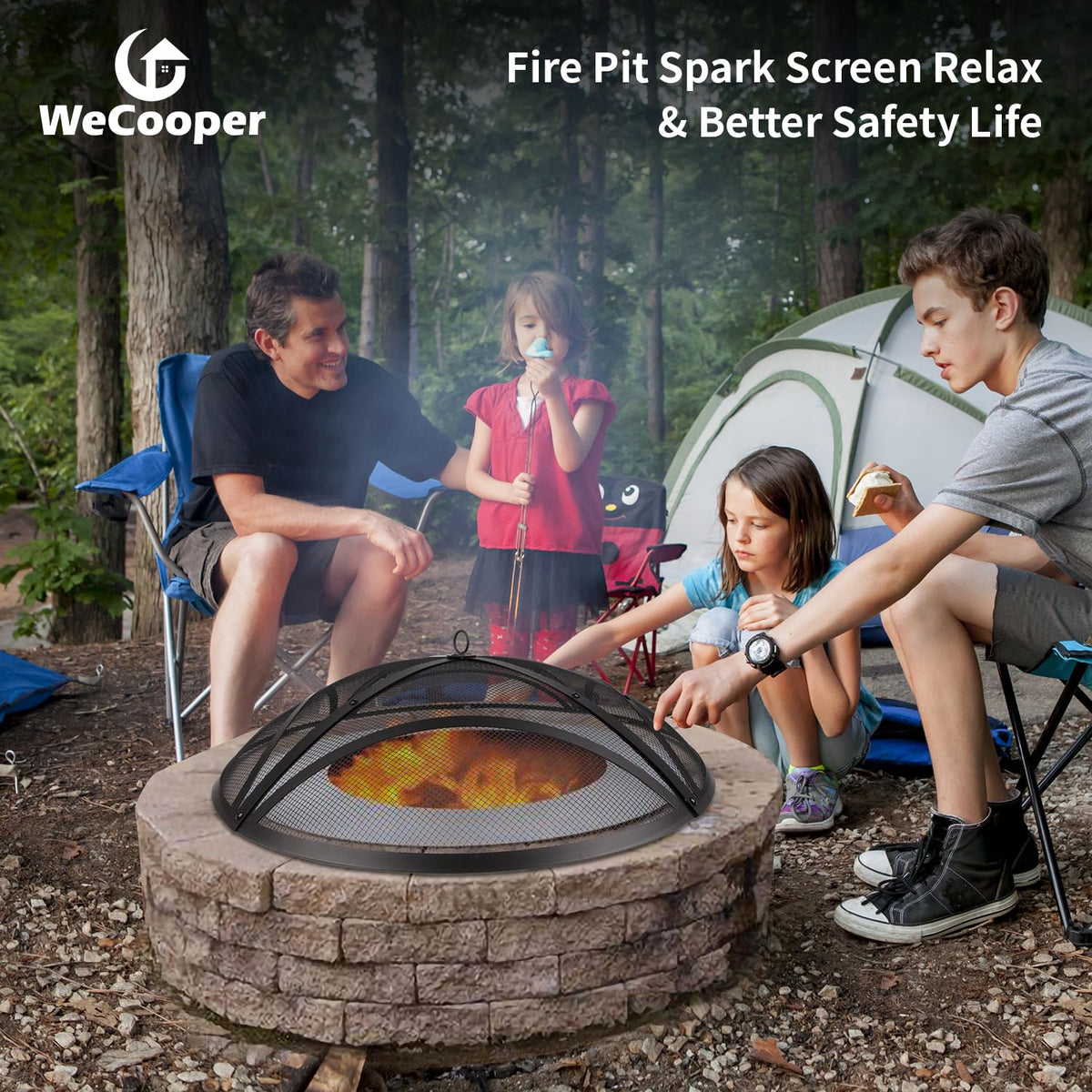 32In Reinforced Steel Round Fire Pit Screen Cover O7062