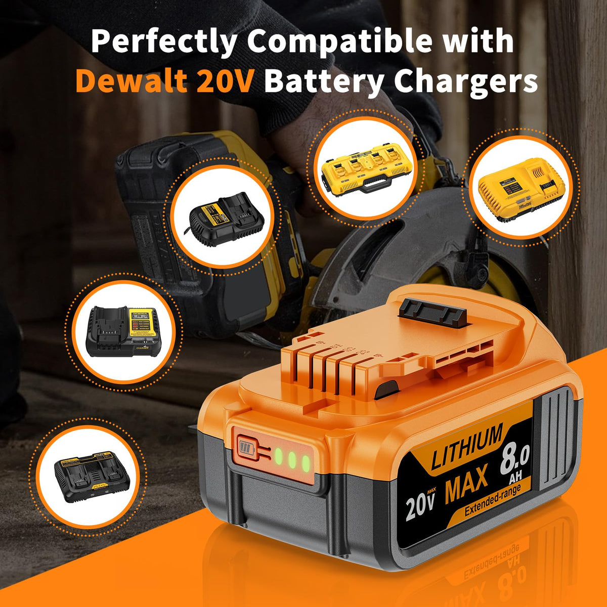 2 Pack 8.0Ah 20V Max Battery and Charger E5210
