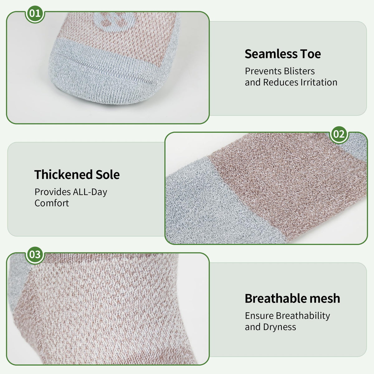 6 Pairs Crew Diabetic Socks H67184