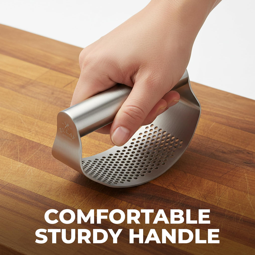 Stainless Steel Garlic Press Rocker Set with Peeler and Scraper X467