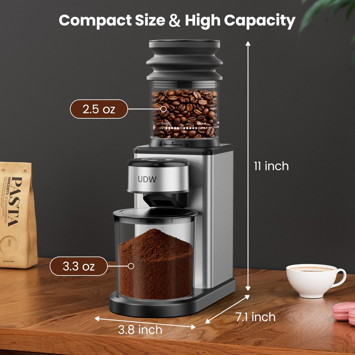 Conical Burr Stainless Steel Coffee Grinder F898