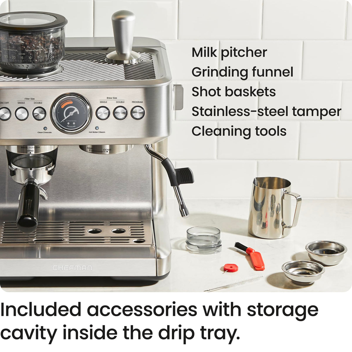15 Bar Espresso Machine with Milk Frother and Coffee Grinder V258