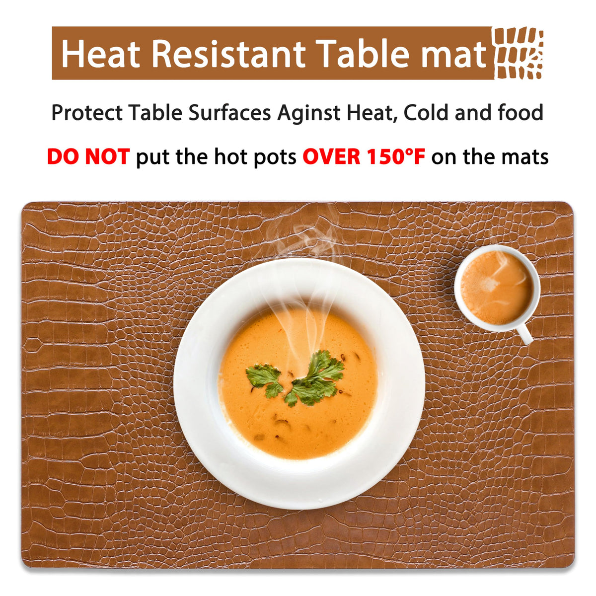 Faux Leather Placemats Set of 8 Brown L777847