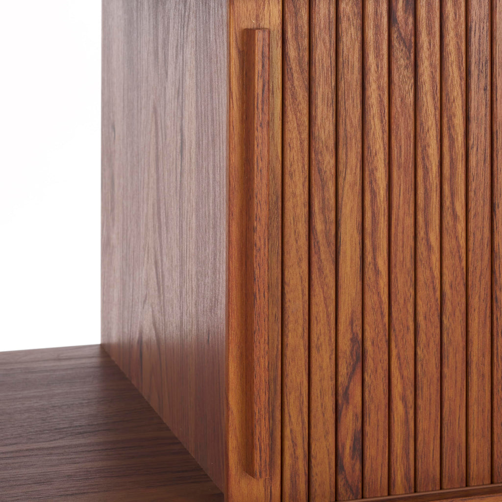 Walnut Brown TV Stand with Sliding Door Q868