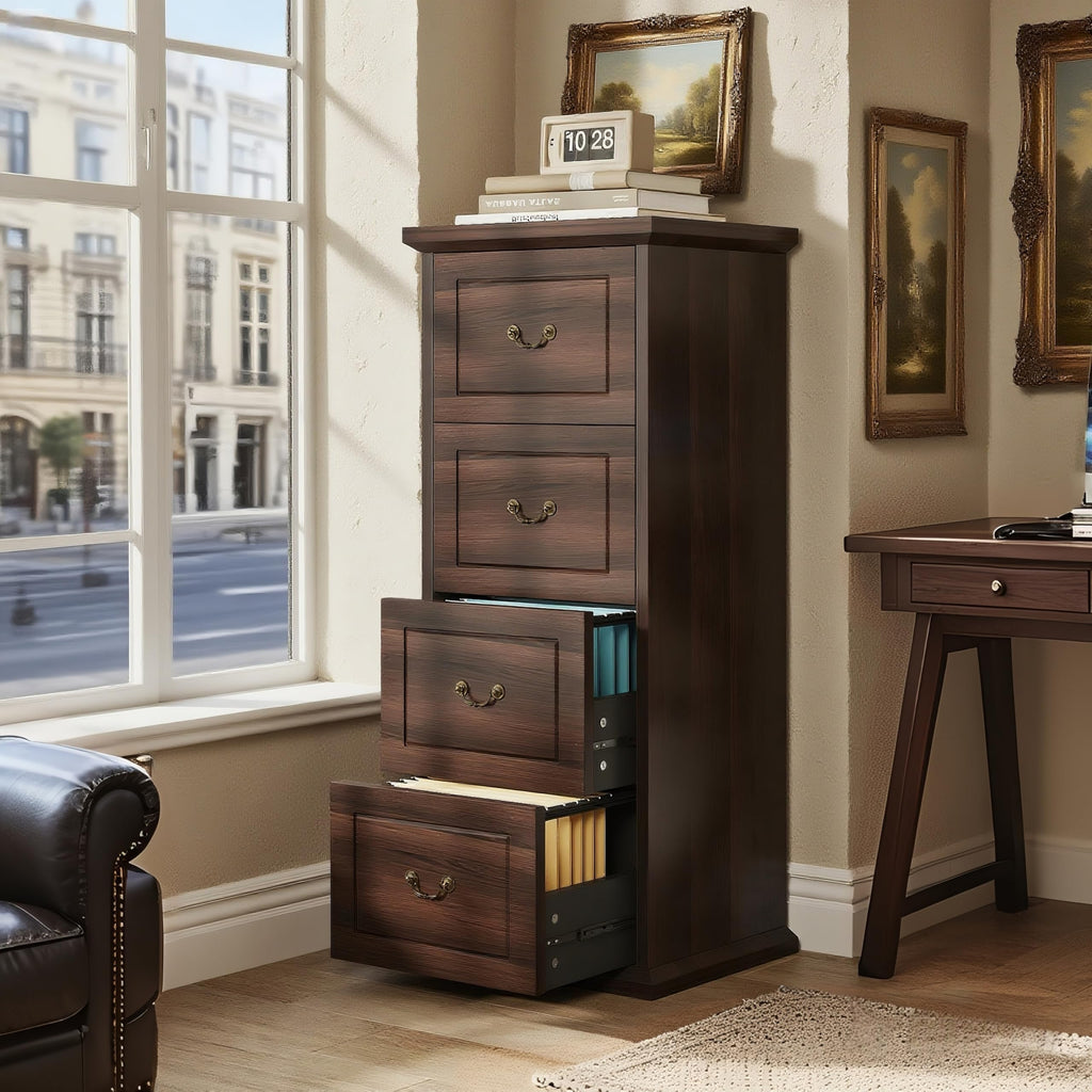 4 Drawer Dark Walnut File Cabinet J836074