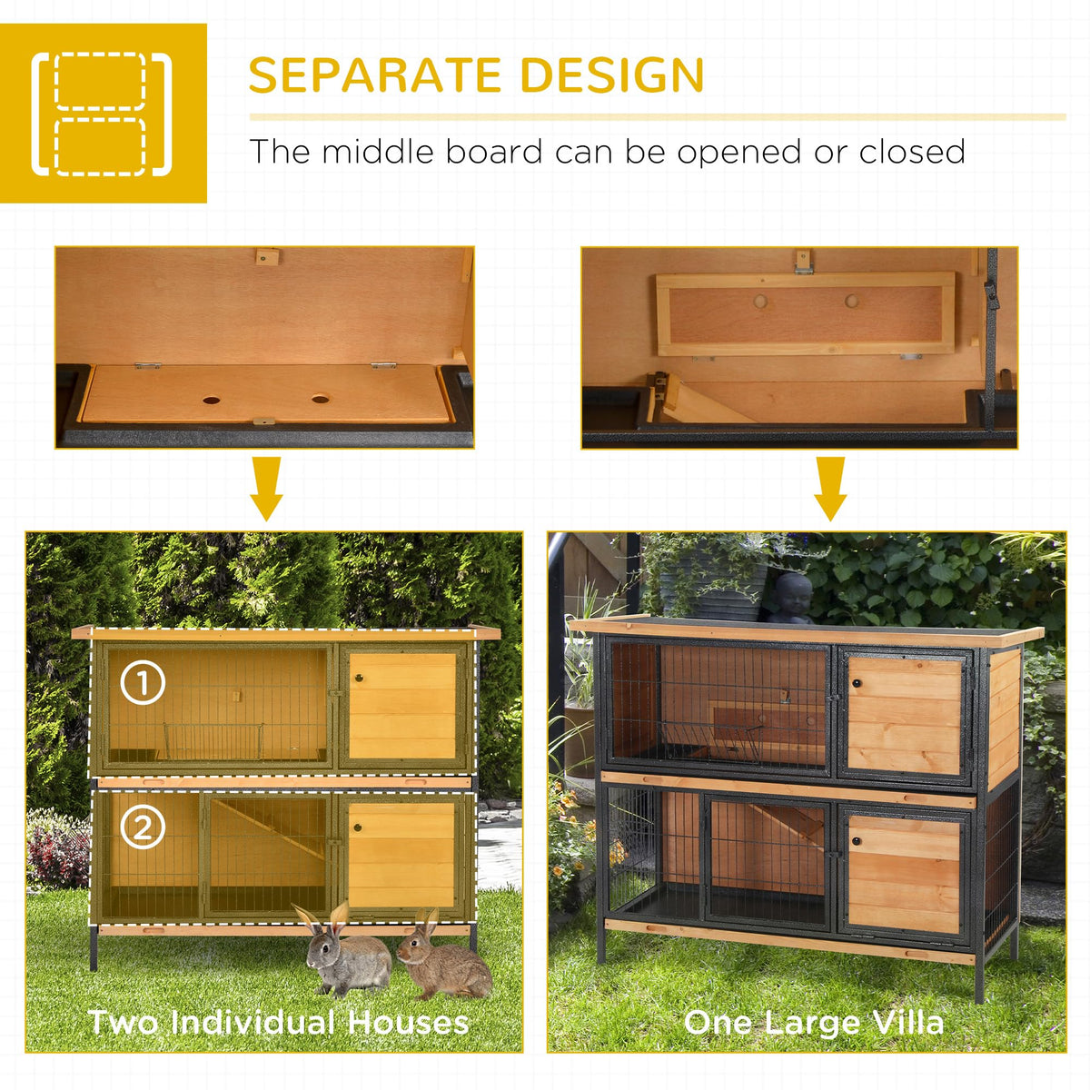 48" 2-Story Rabbit Hutch with Metal Frame C95746
